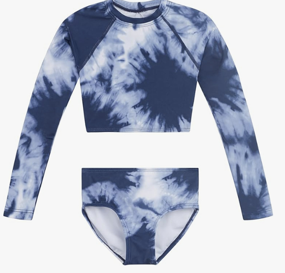 Kanu Surf Girl's 14/16 Tie Dye Long Sleeve Two Piece Rashguard Swim Set L26-28